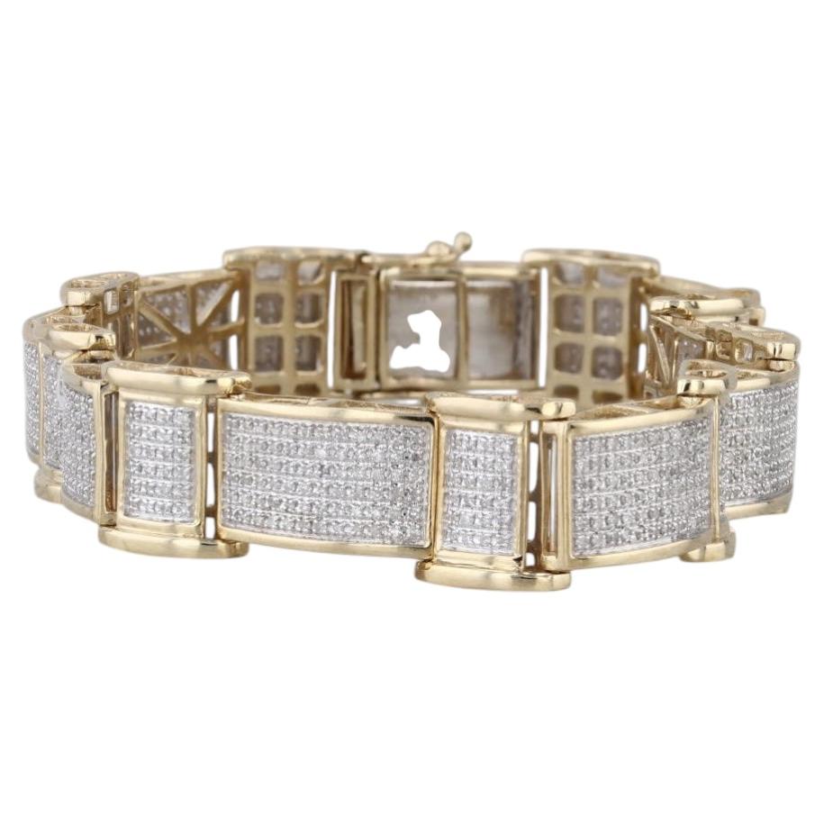1.70ctw Pave Diamond Link Bracelet 10k Yellow White Gold 8.25" 12.4mm