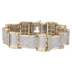1.70ctw Pave Diamond Link Bracelet 10k Yellow White Gold 8.25" 12.4mm