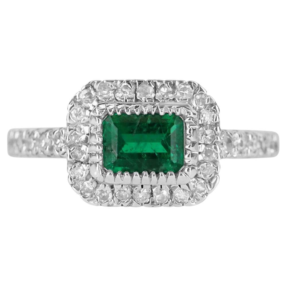 1.70tcw 14K Colombian Emerald & Diamond Gold Engagement Ring