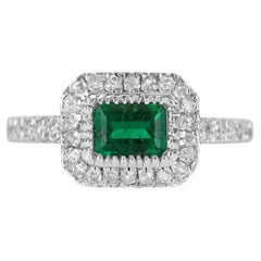 1.70tcw 14K Colombian Emerald & Diamond Gold Engagement Ring