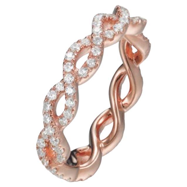 1.71 Carat Cubic Zirconia Rose Gold Plate Full Eternity Entwined Wedding Ring For Sale