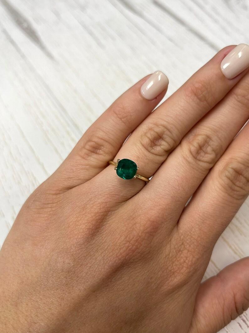 1.71 Carat 8x8 Dark Muzo Green Colombian Emerald - Cushion Cut Genuine May Gem For Sale 1