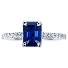 1.71 Carat Certified Natural Unheated Burma Sapphire and Diamond Engagement Ring