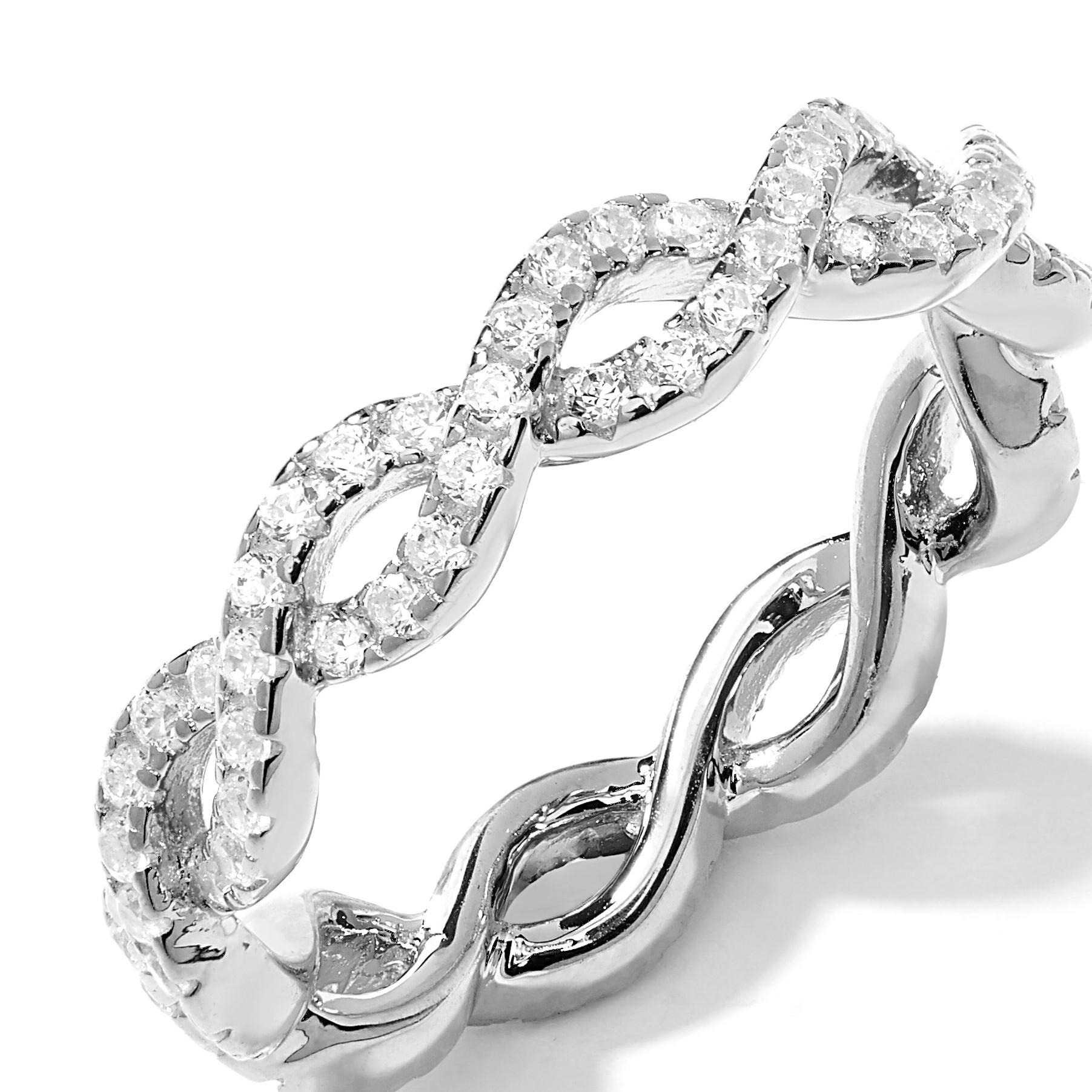 Art Deco  1.71 Carat Cubic Zirconia Serling Silver Full Eternity Entwined Wedding Ring For Sale