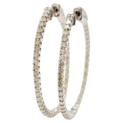 Pendientes Aros Diamante 1,70 Quilates Oro Blanco 14 Kilates
