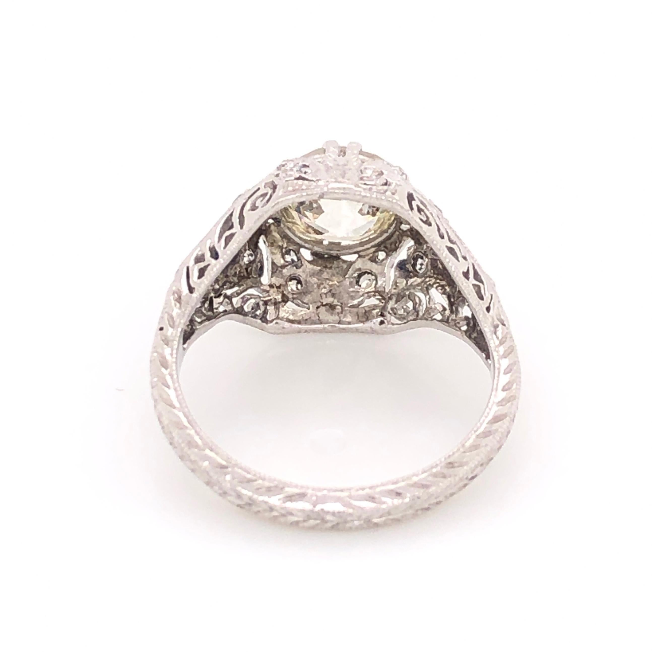 1.71 Carat Diamond Platinum Art Deco Style Cocktail Ring Fine Estate Jewelry 3