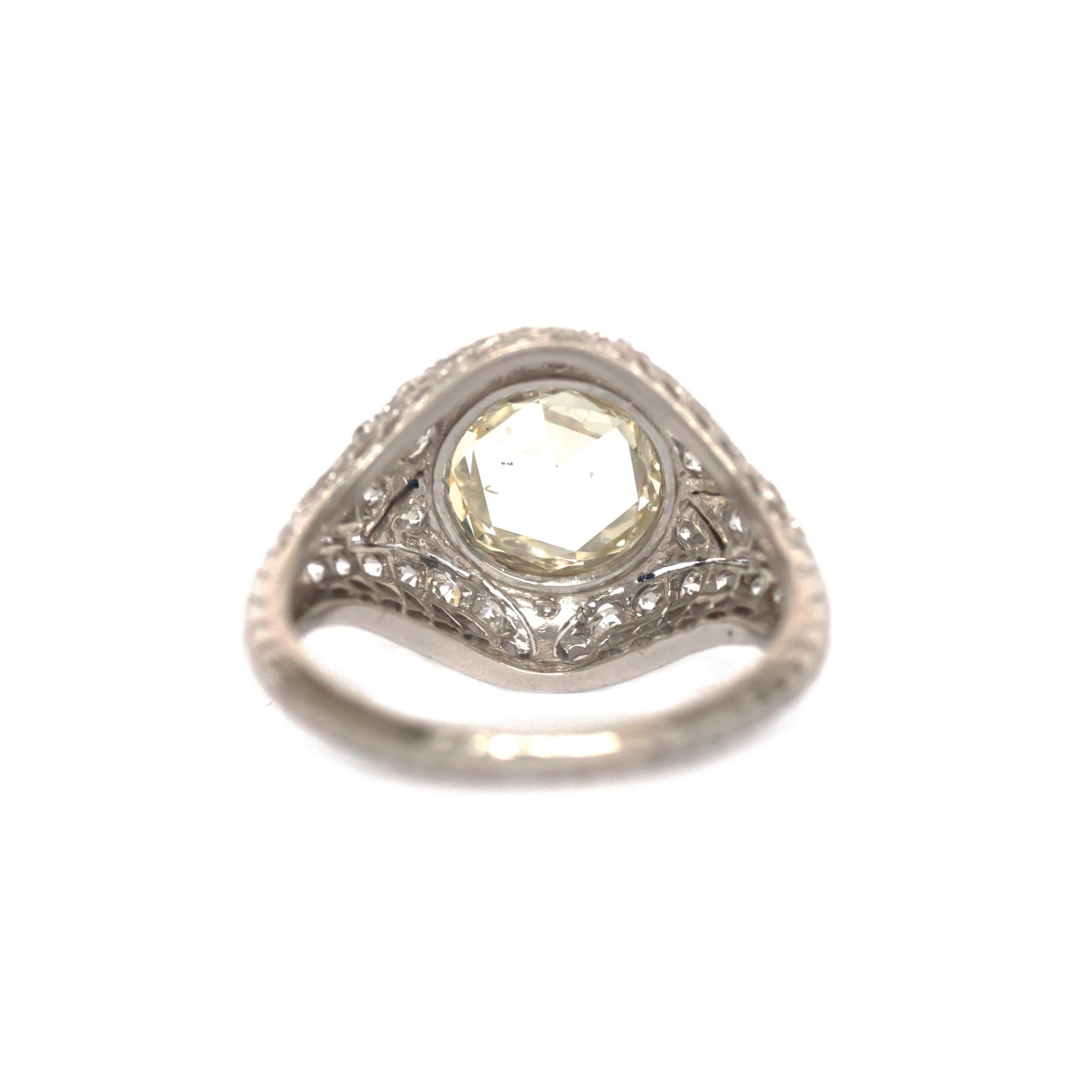 1.71 Carat Diamond Platinum Engagement Ring In Good Condition For Sale In Atlanta, GA