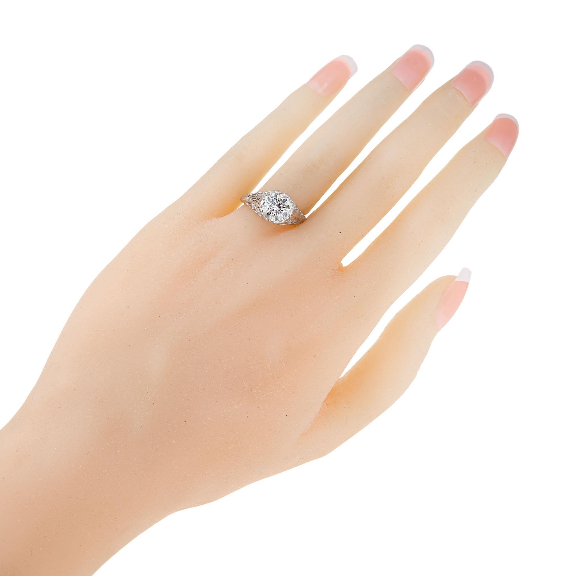 Women's 1.71 Carat Diamond Platinum Filigree Engagement Ring
