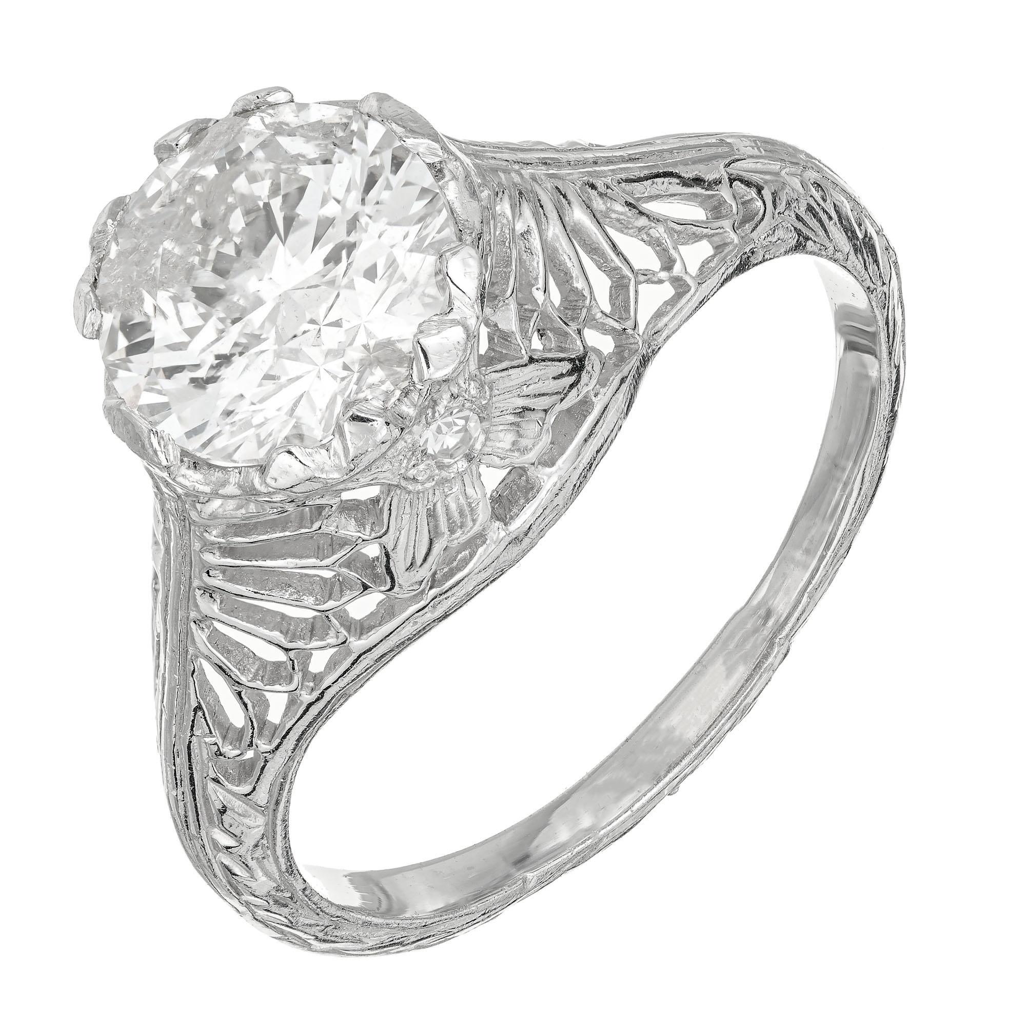 1.71 Carat Diamond Platinum Filigree Engagement Ring