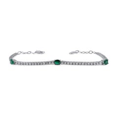 Bracciale regolabile con smeraldo e diamante da 1,71 carati in oro bianco 14K