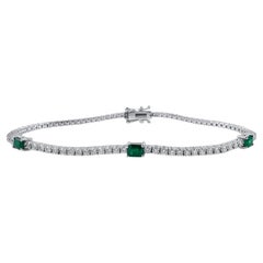 1.71 Carat Emerald and Diamond Adjustable Bracelet in 14K White Gold