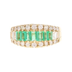 1.71 Carat Emerald Diamond 14 Karat Yellow Gold Ring