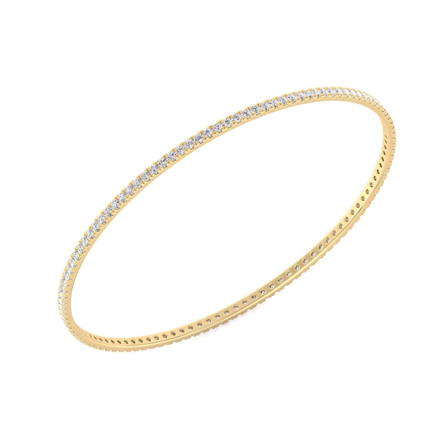 Round Cut 1.71 Carat Flexible Diamond Bangle in 14k Yellow Gold For Sale