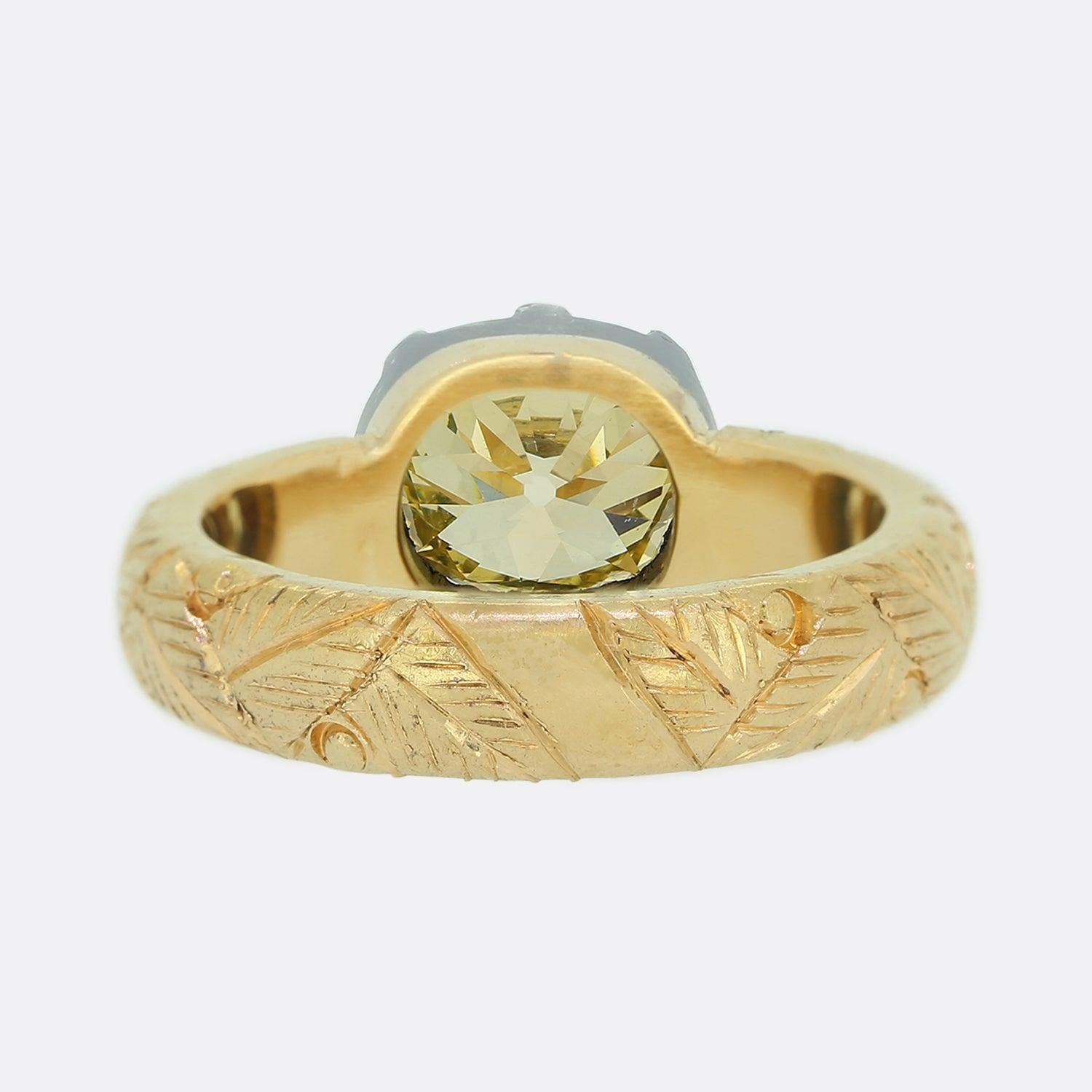 Anillo de diamantes talla cojín antiguo estilo georgiano de 1,71 quilates Corte cojín en venta