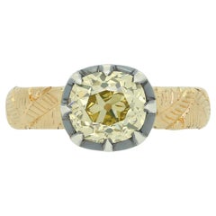 Antique 1.71 Carat Georgian Style Old Cushion Cut Diamond Ring