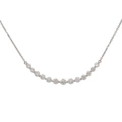 1.71 Carat Graduating Diamond Curved Necklace 18 Karat in Stock