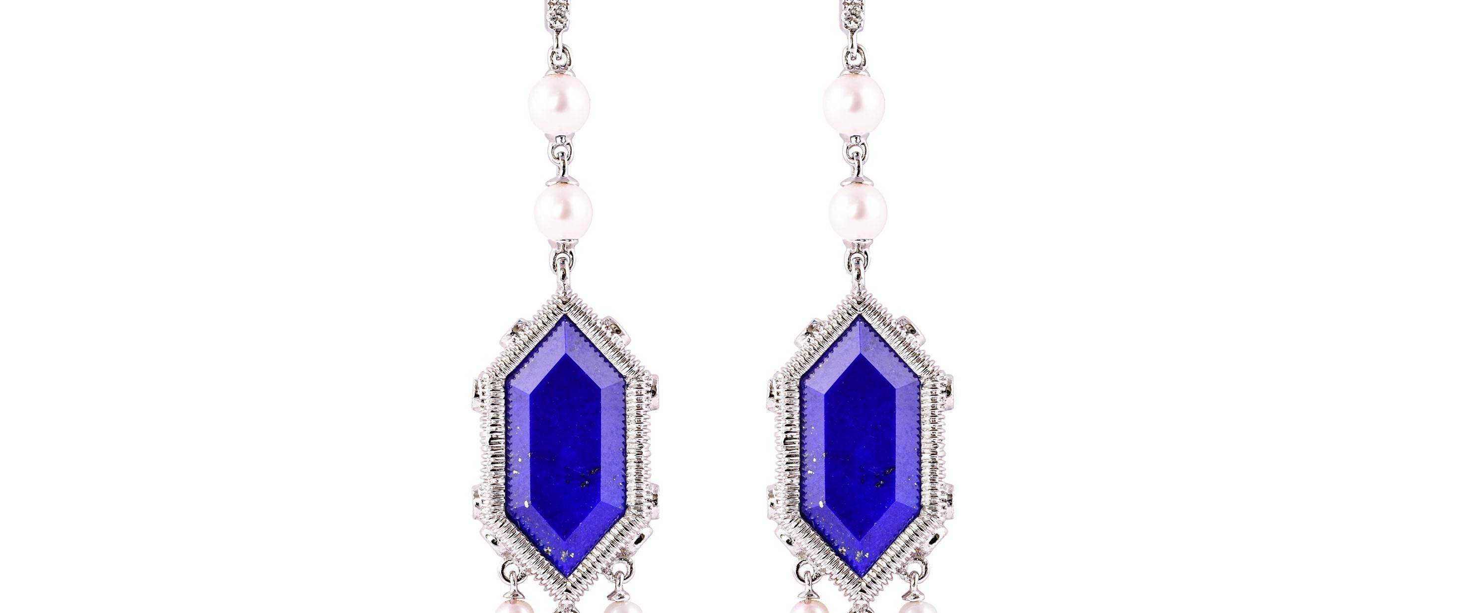 lapis lazuli white gold earrings