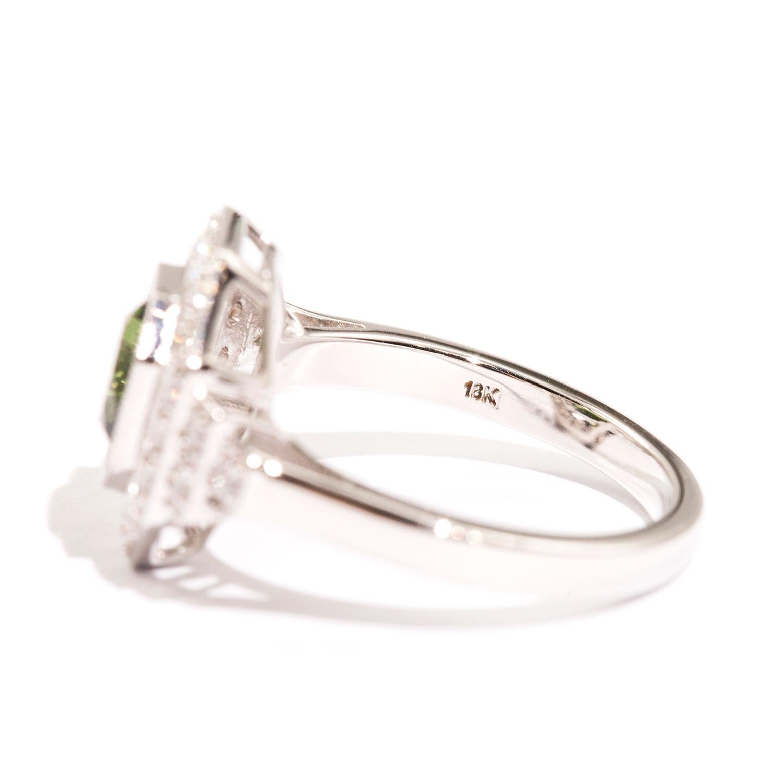 1.71 Carat Natural Round Sapphire and Diamond 18 Carat White Gold Ring 1