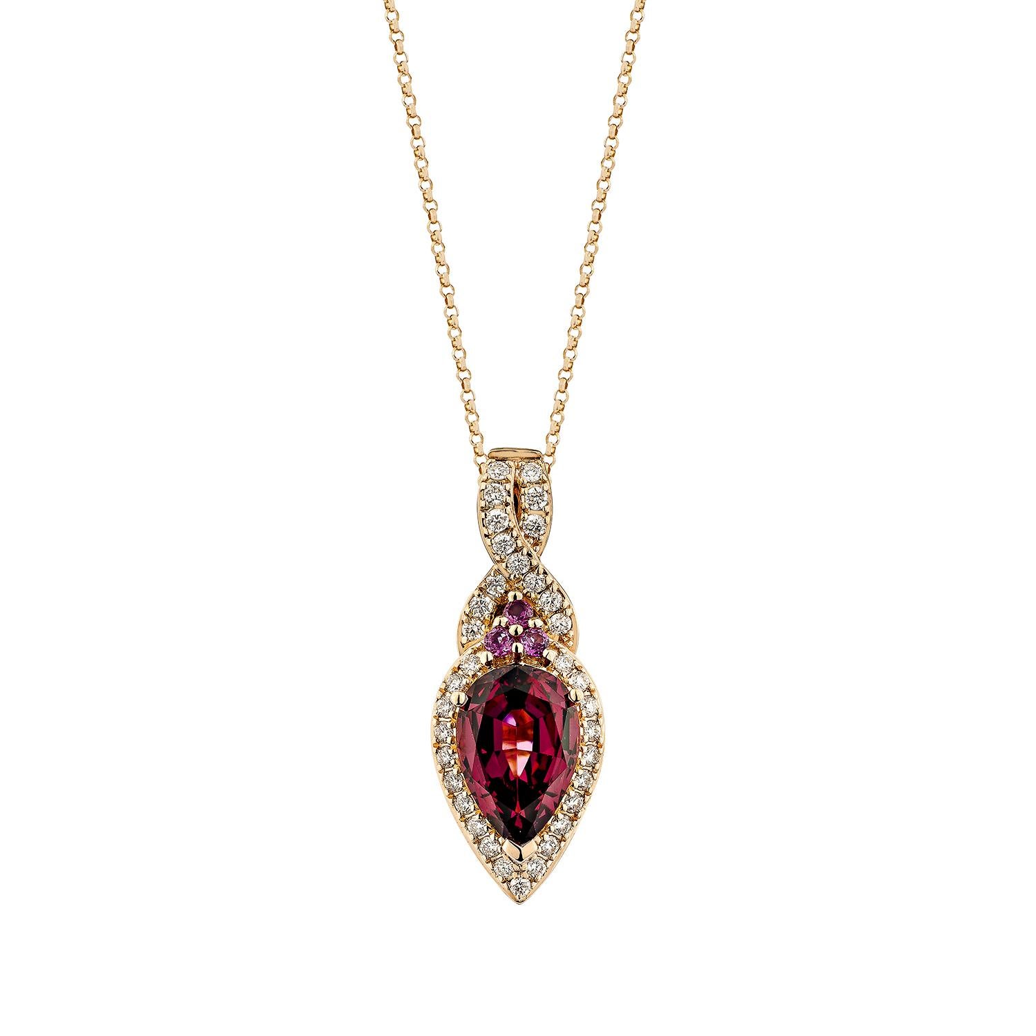 Contemporain Pendentif Sunita Nahata en rhodolite de 1,71 carat en 18 carats avec diamant blanc. en vente