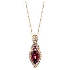 Sunita Nahata 1.71 Carat Rhodolite Pendant in 18KrG with White Diamond.