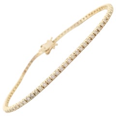 1.71 Carat Round Brilliant Cut Diamond Tennis Bracelet 14 Karat Yellow Gold