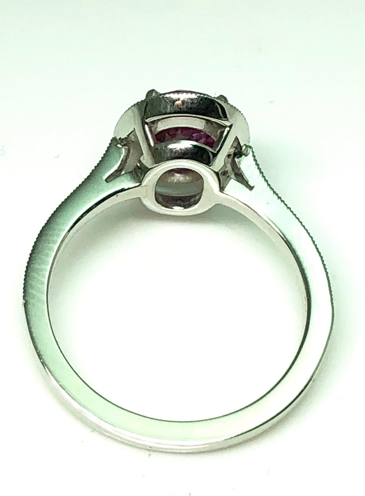Modern 1.71 Carat Ruby and Diamond Cluster Platinum Ring