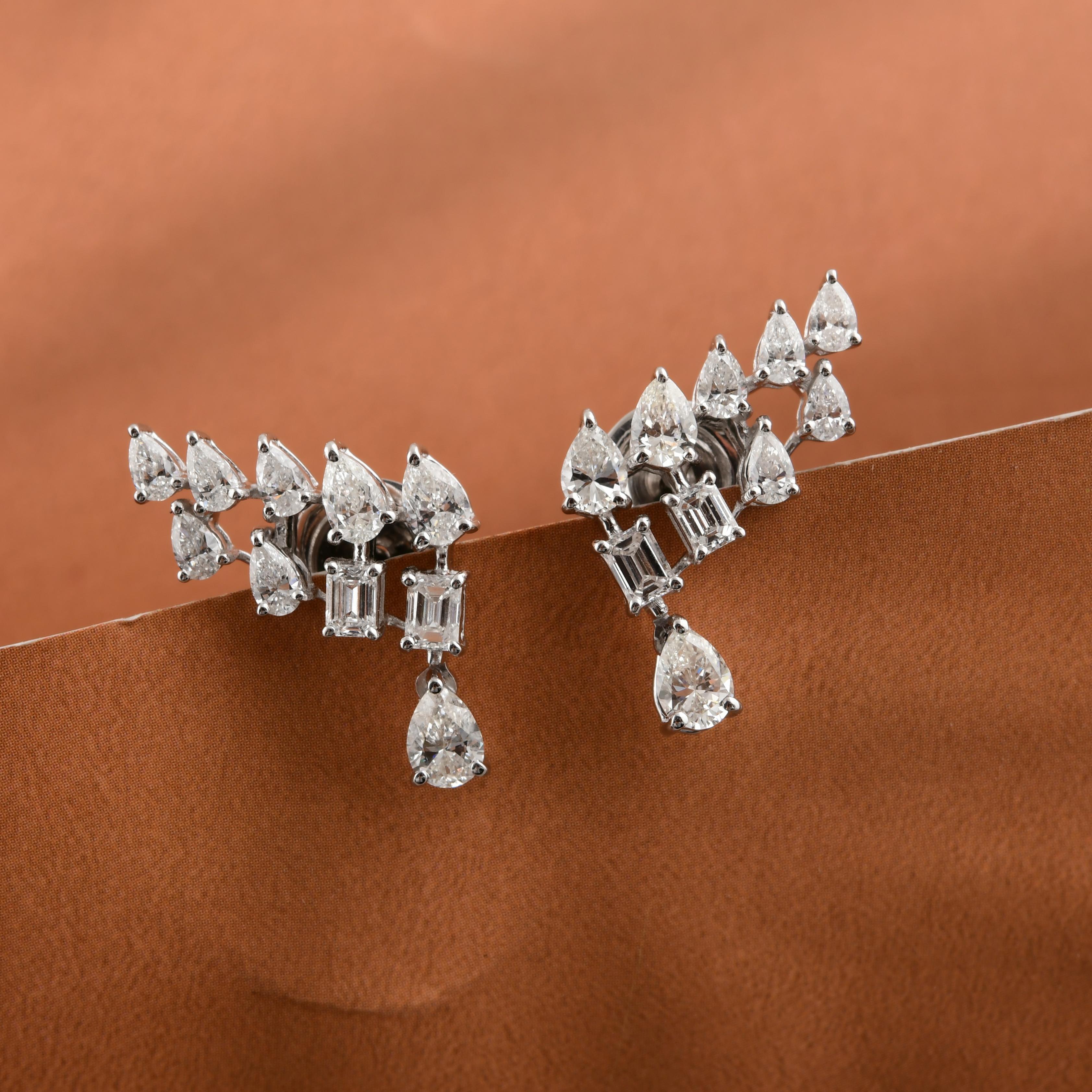 1,71 Karat SI Reinheit HI Farbe Diamant-Ohrstecker 14 Karat Weißgold (Gemischter Schliff) im Angebot