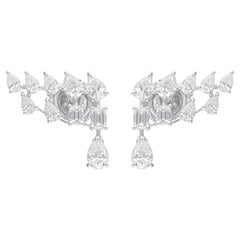 1.71 Carat SI Clarity HI Color Diamond Ear Crawler Earrings 14 Karat White Gold
