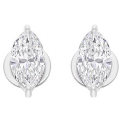 Orecchini di diamanti marquise da 1,71 carati SI Clarity HI Color Oro bianco 18 carati