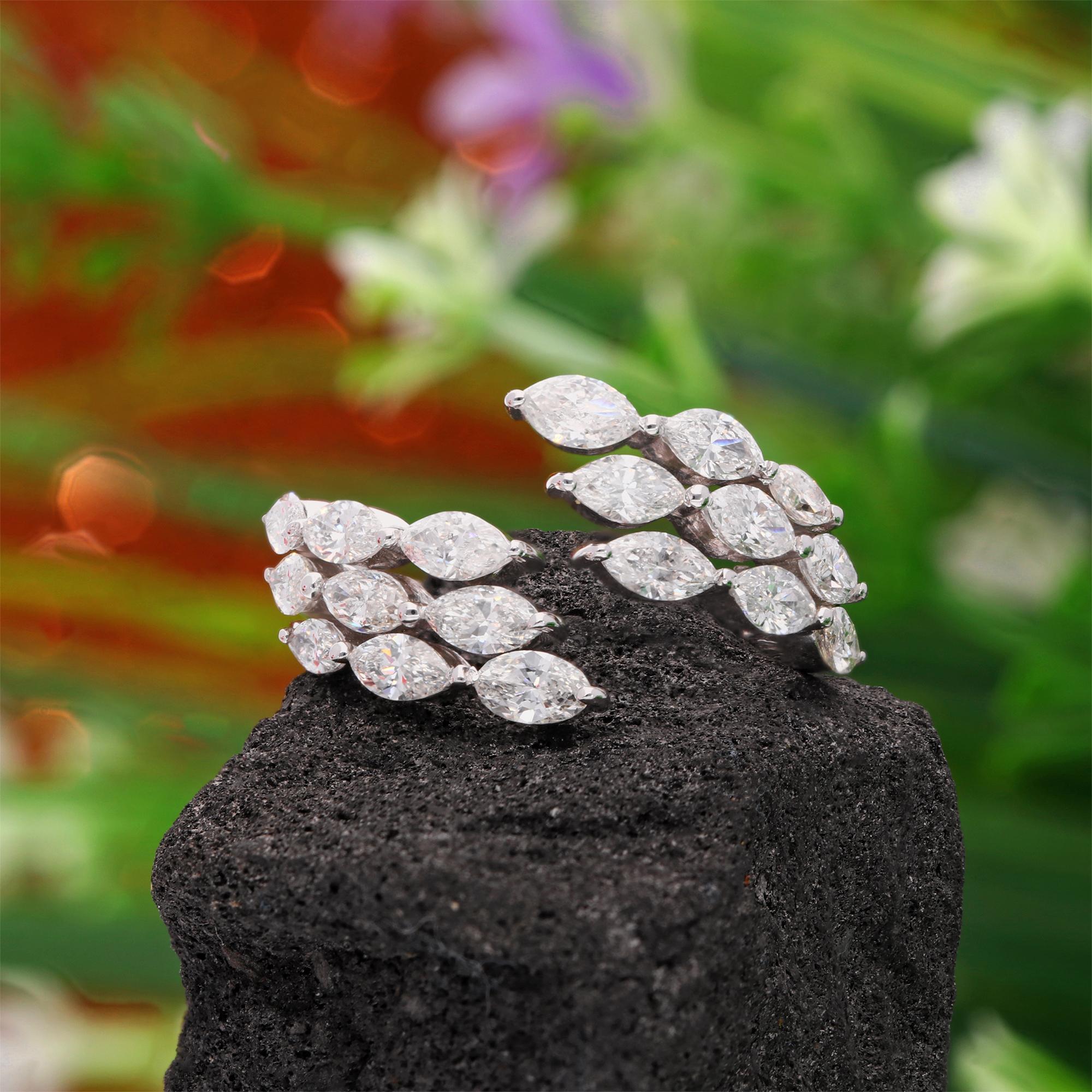 1.71 Carat SI Clarity HI Color Marquise Diamond Wrap Ring 14 Karat White Gold In New Condition For Sale In Diera, Dubai