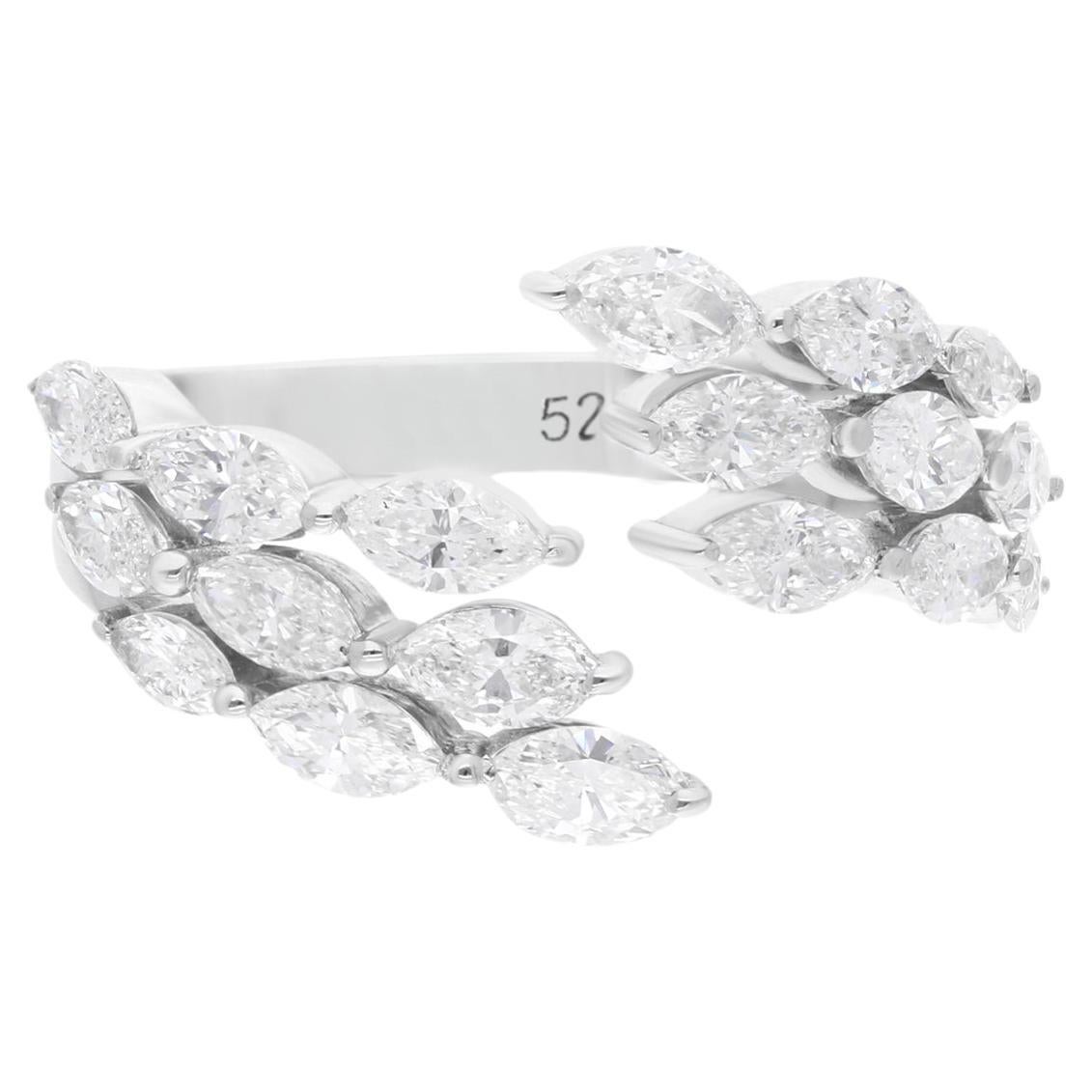 Bague enveloppante en or blanc 14 carats avec diamant marquise de 1,71 carat de pureté SI de couleur hi-colore