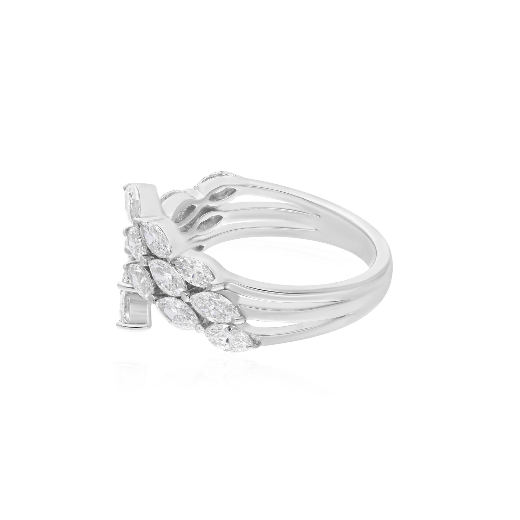 Modern 1.71 Carat SI Clarity HI Color Marquise Diamond Wrap Ring 18 Karat White Gold For Sale