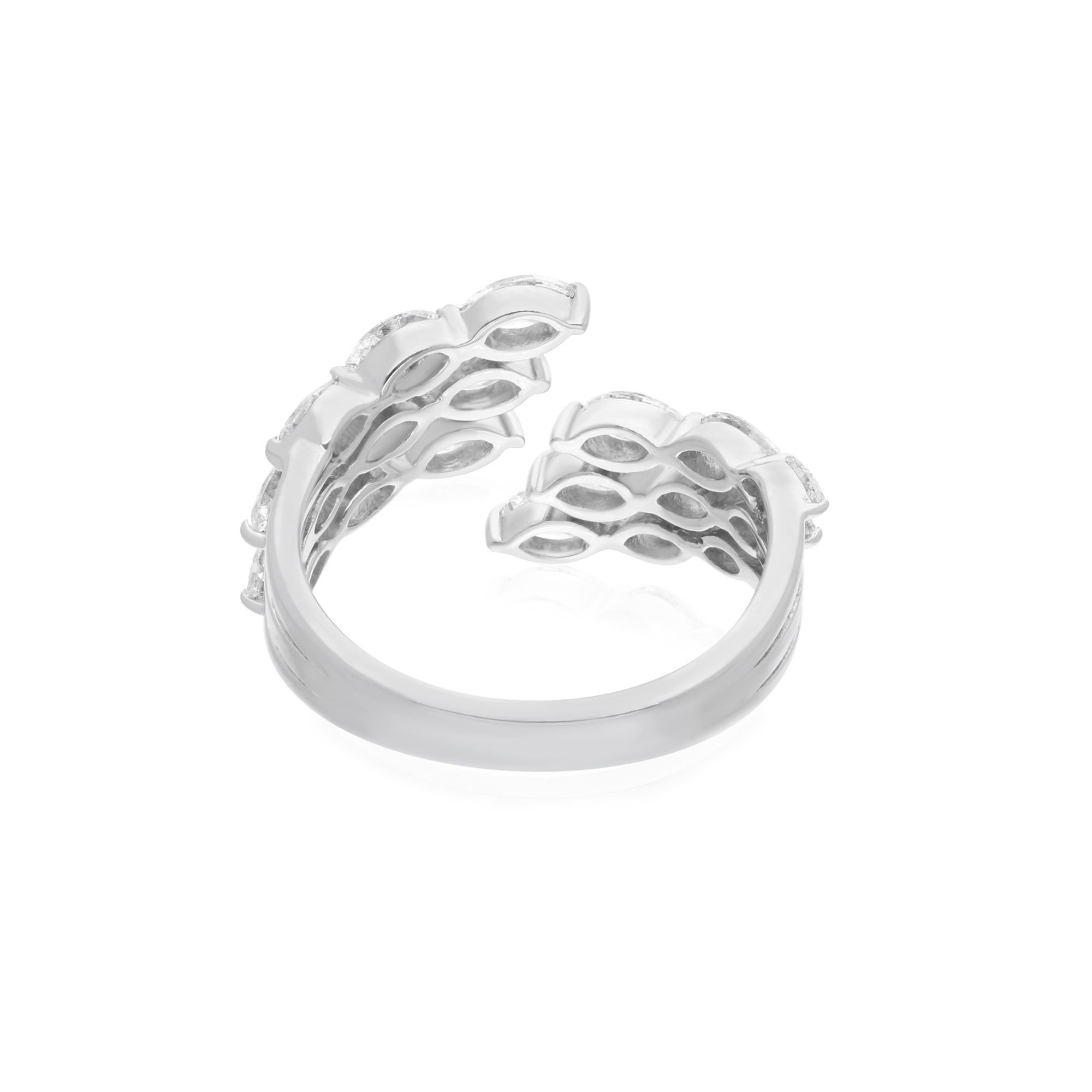 Marquise Cut 1.71 Carat SI Clarity HI Color Marquise Diamond Wrap Ring 18 Karat White Gold For Sale
