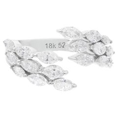 1.71 Carat SI Clarity HI Color Marquise Diamond Wrap Ring 18 Karat White Gold