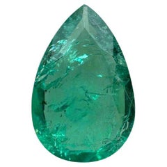 1.71 Carat Spready Green Zambian Emerald - Pear Cut Teardrop May Birthstone