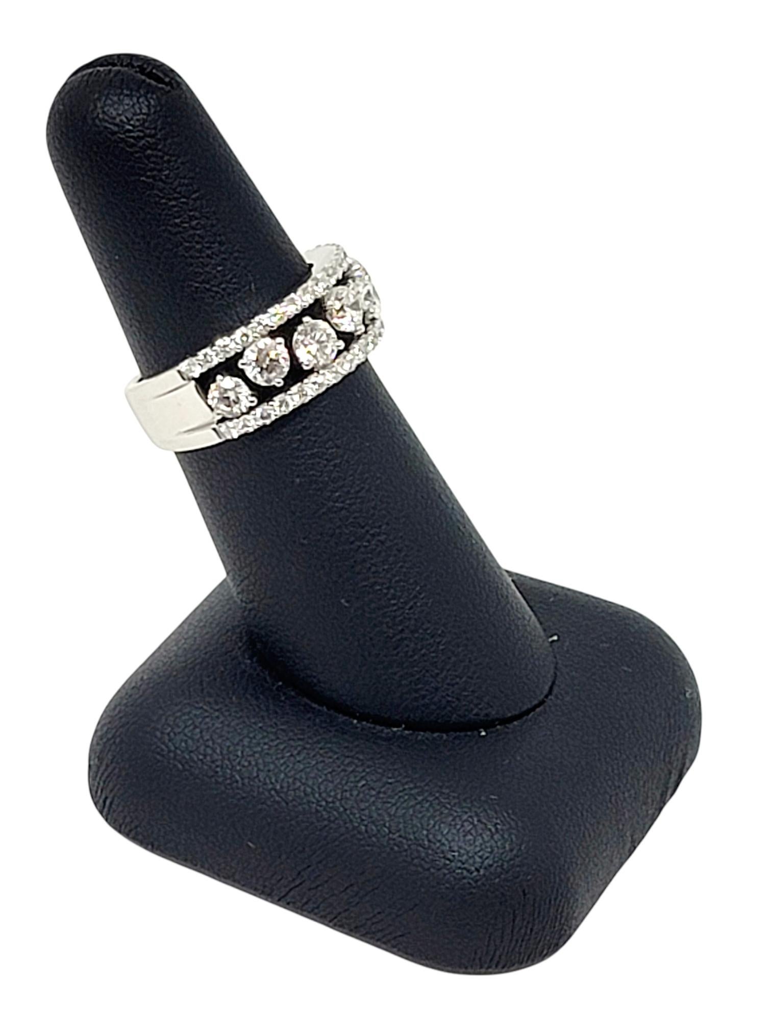 Bague à anneau à tige fendue en or 18 carats avec diamants ronds et brillants de 1,71 carat au total en vente 7