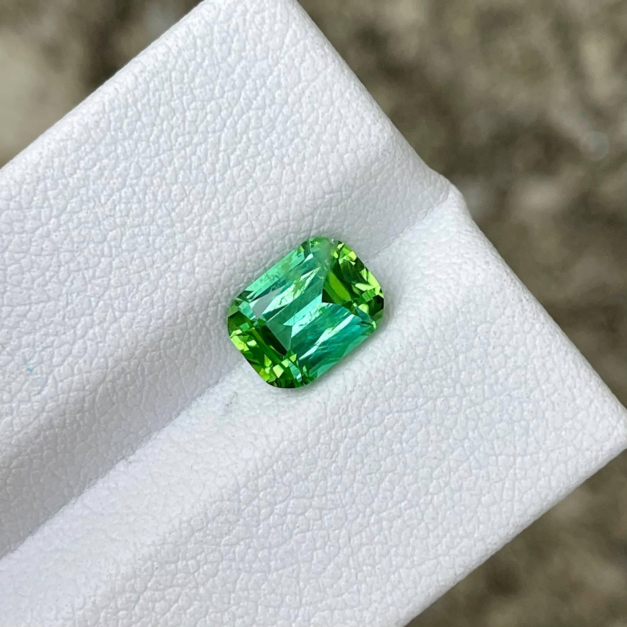 Moderne Pierre tourmaline afghane taille coussin vert menthe 1.71 carats en vente
