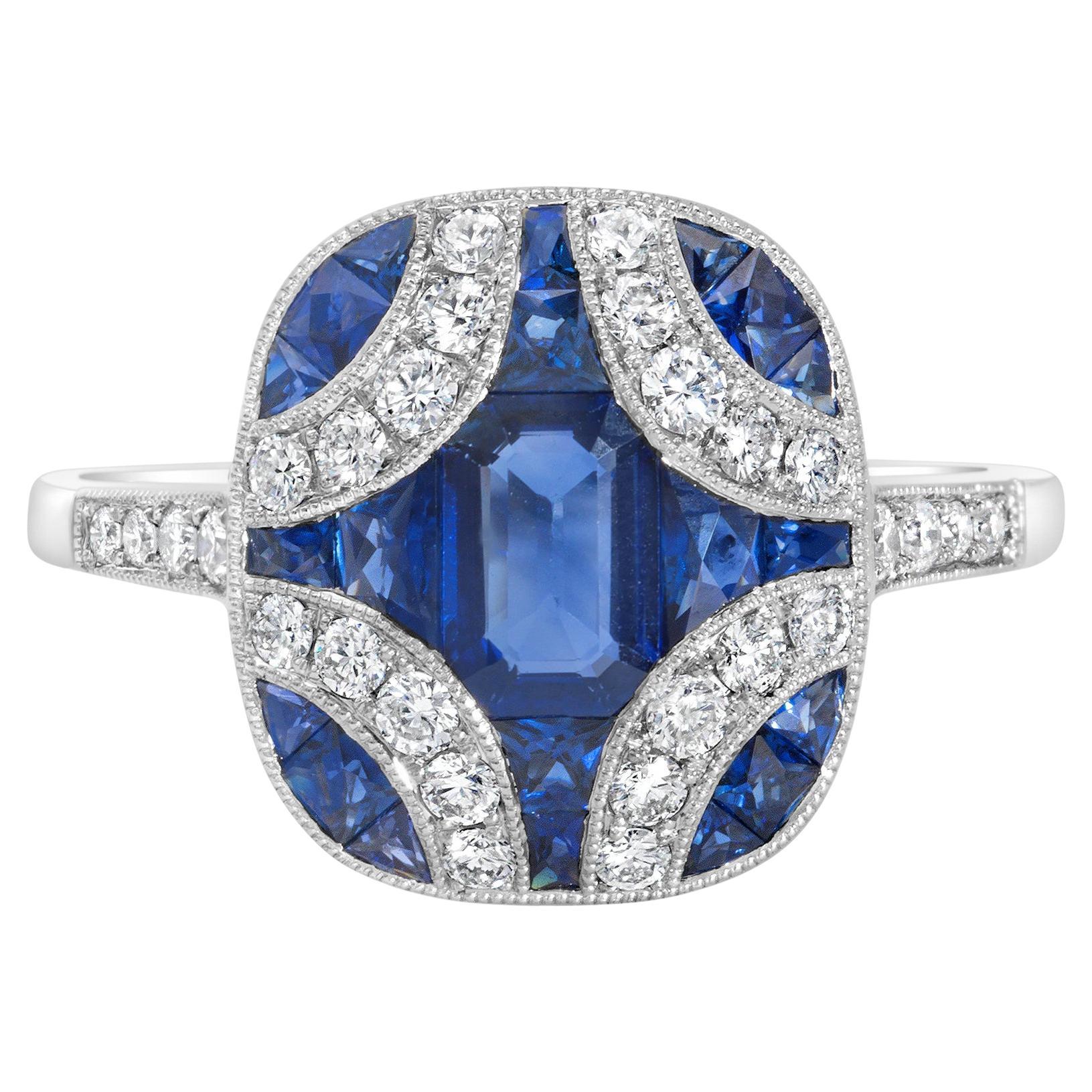 Roman Malakov 1.44 Carats Total Blue Sapphire & Diamond Fashion Ring in Platinum