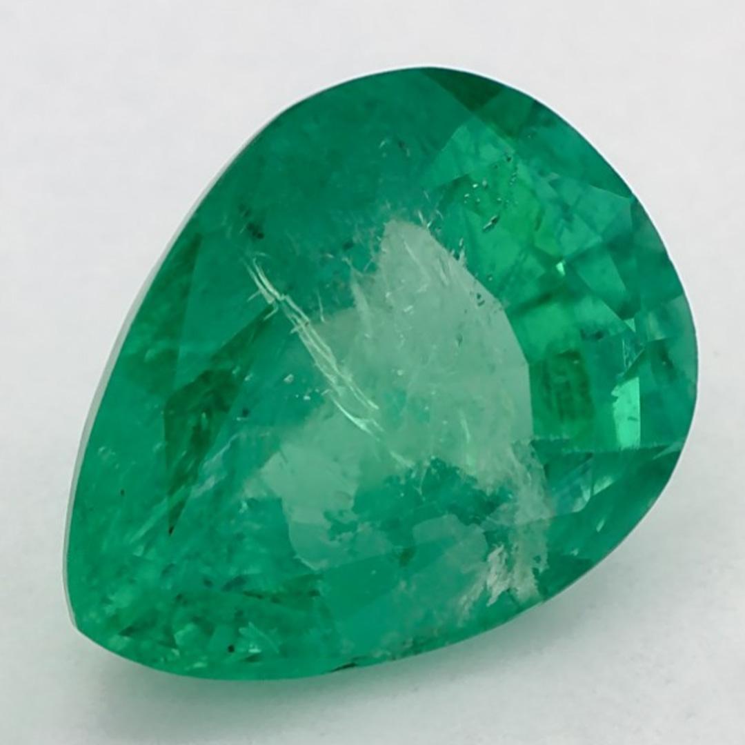 Pear Cut 1.71 Ct Emerald Pear Loose Gemstone For Sale
