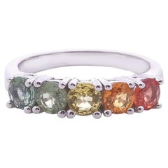 1.71 ct Rainbow Sapphire Anniversary Band in 10k Gold