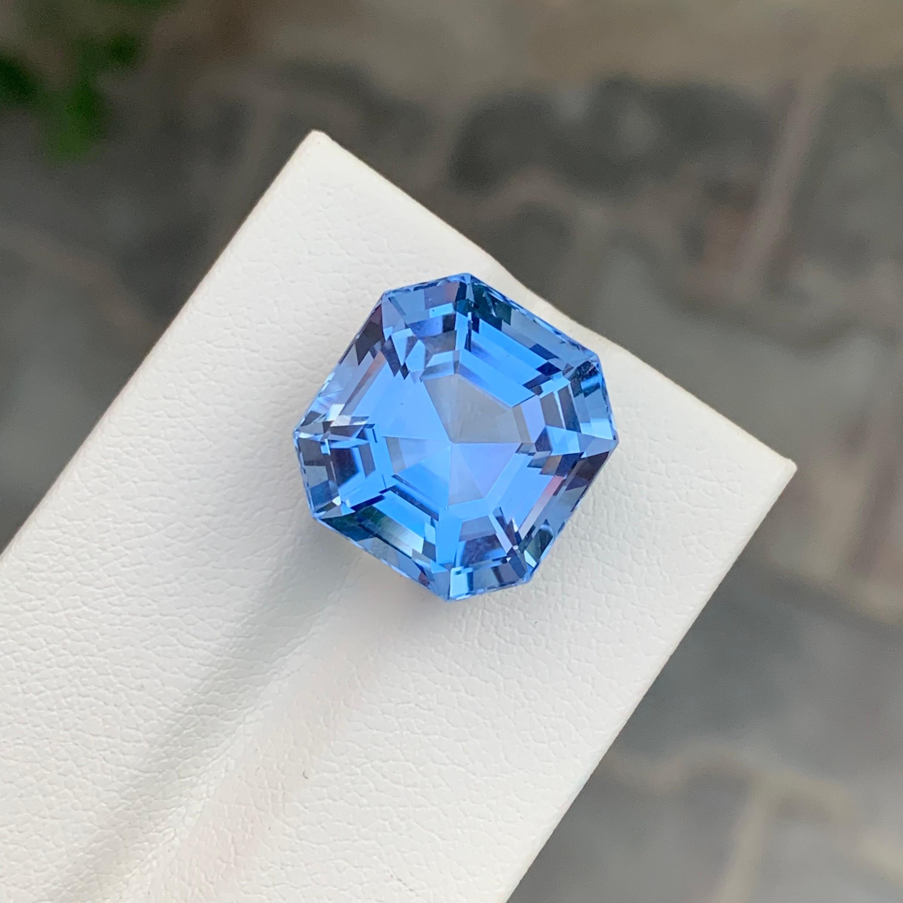 17,10 Karat Erstaunlich Facettierter Aquamarin Goshenit Oktagon Form Edelstein (Arts and Crafts) im Angebot