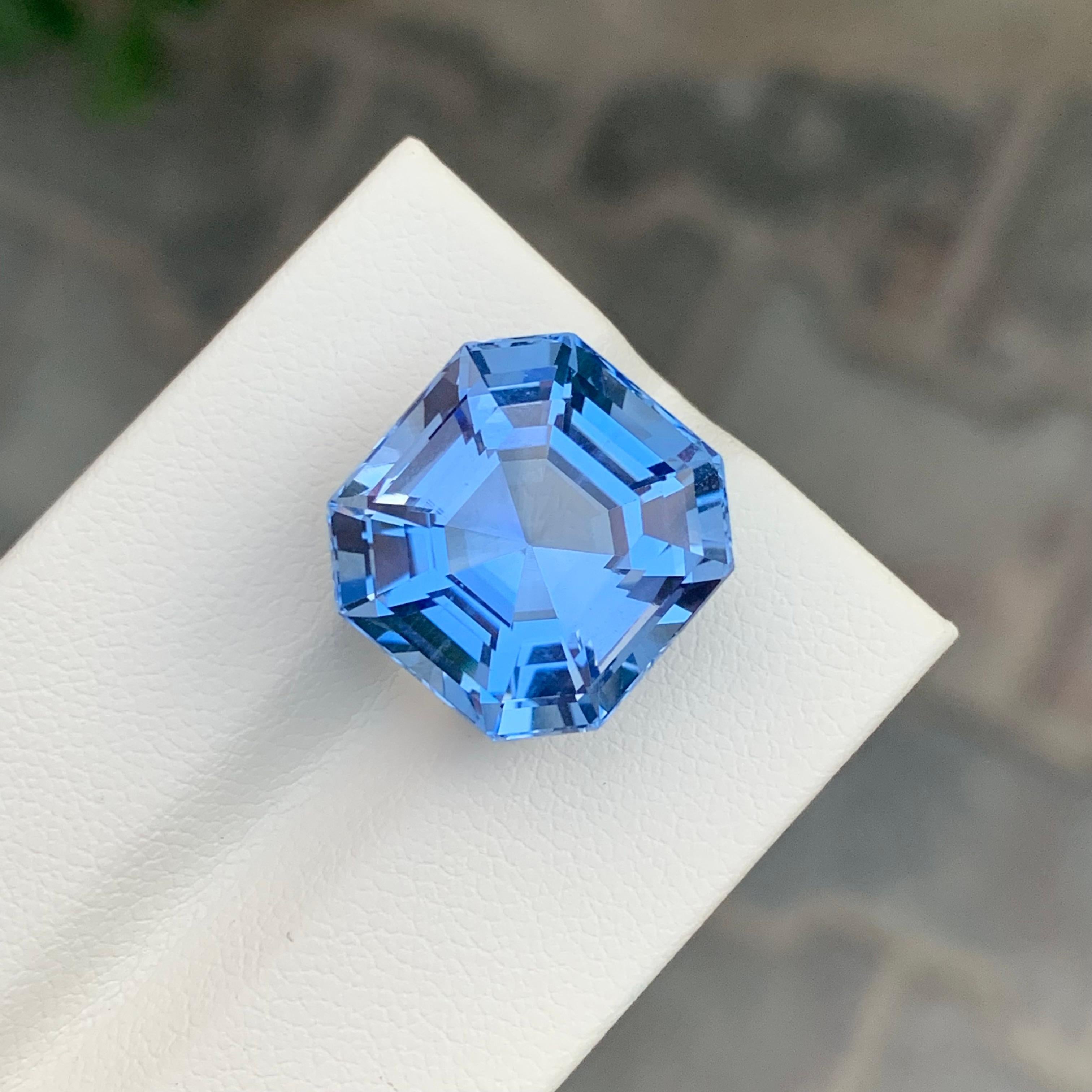 17,10 Karat Erstaunlich Facettierter Aquamarin Goshenit Oktagon Form Edelstein (Achteckschliff) im Angebot