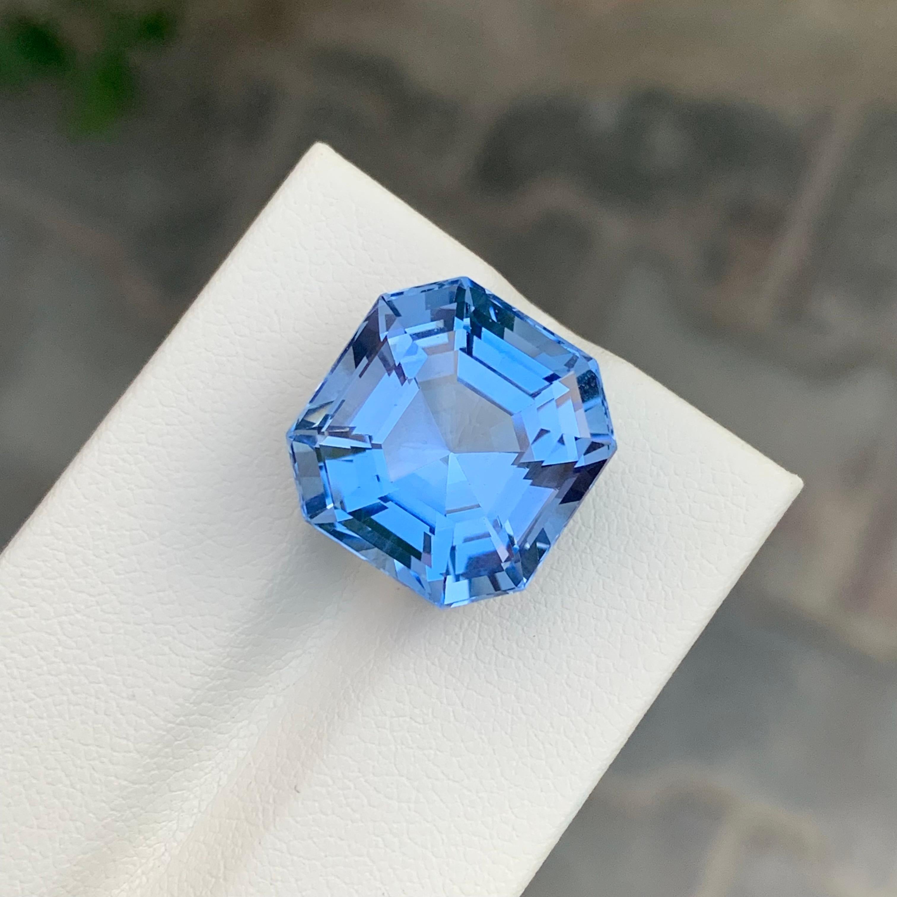 17,10 Karat Erstaunlich Facettierter Aquamarin Goshenit Oktagon Form Edelstein im Zustand „Neu“ im Angebot in Peshawar, PK
