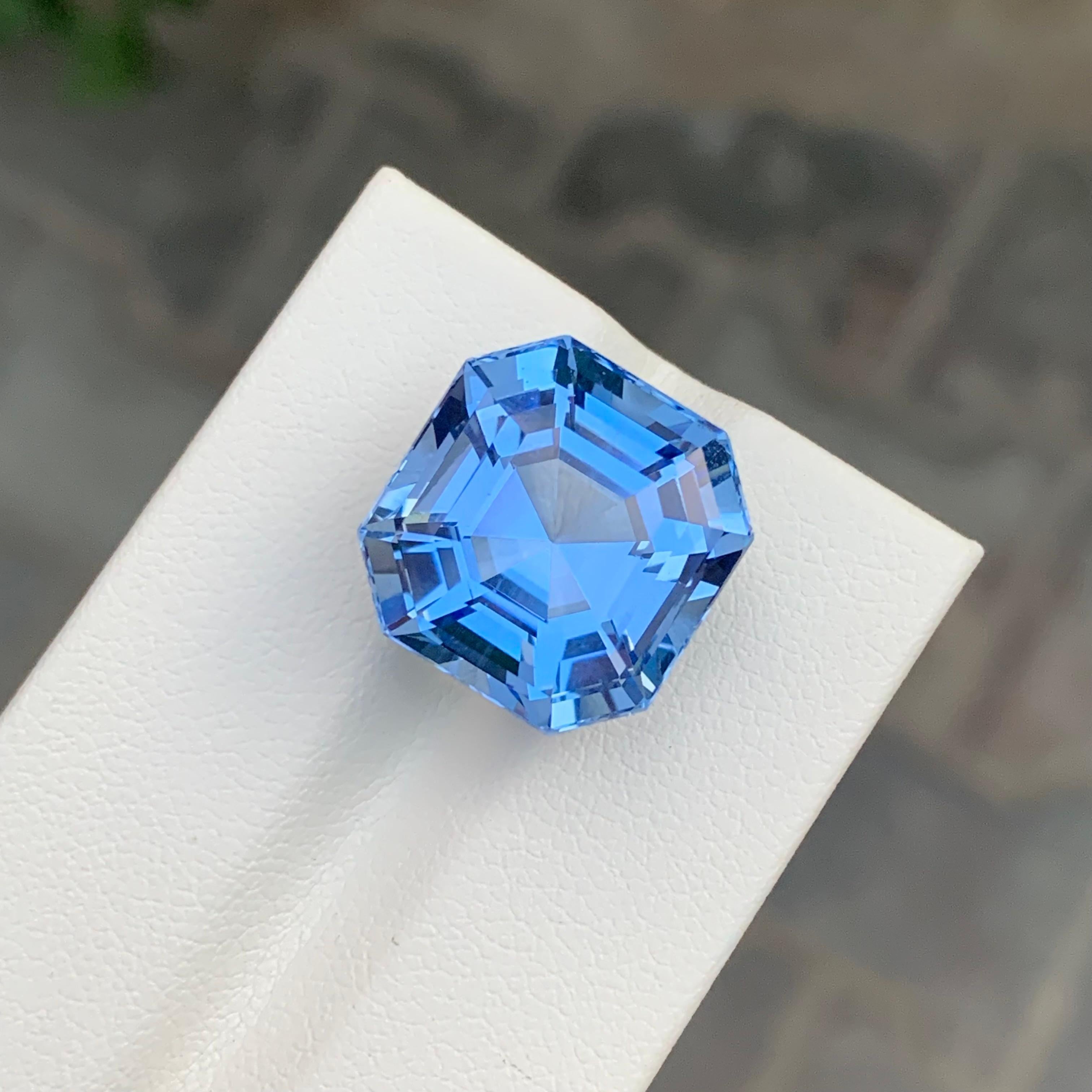 17,10 Karat Erstaunlich Facettierter Aquamarin Goshenit Oktagon Form Edelstein im Angebot 1