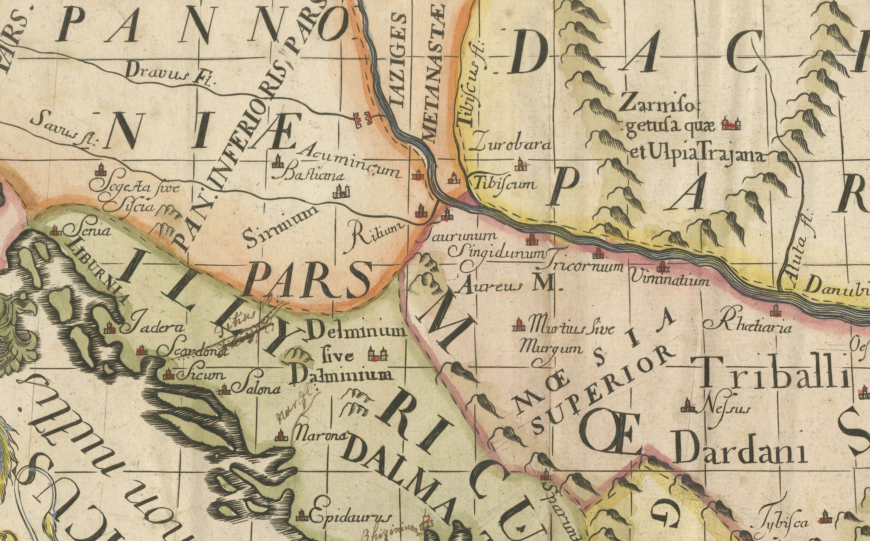 Edward Wells, 1710, carte détaillée de la Grèce antique avec cartouche orné en vente 4