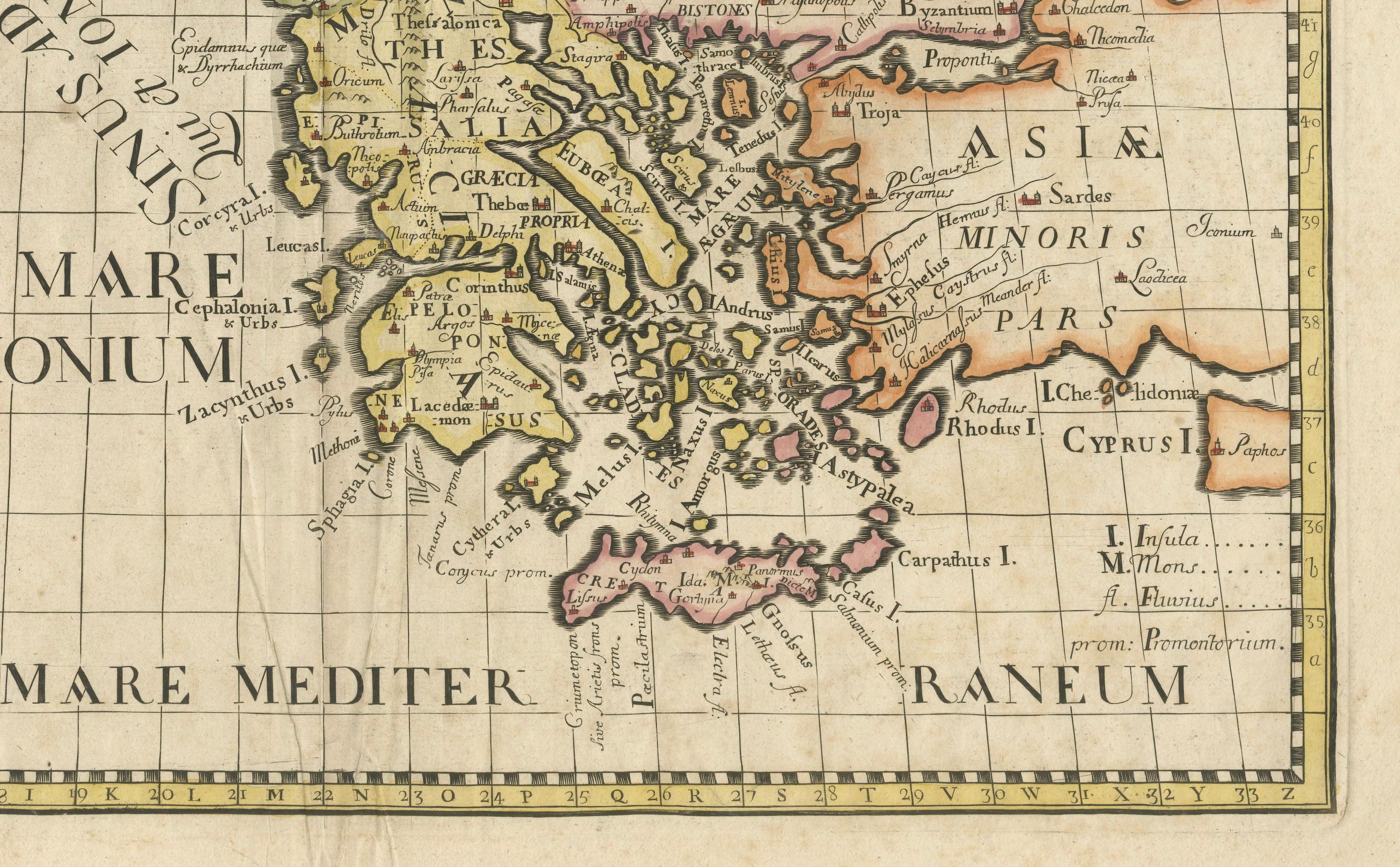 Edward Wells, 1710, carte détaillée de la Grèce antique avec cartouche orné en vente 7