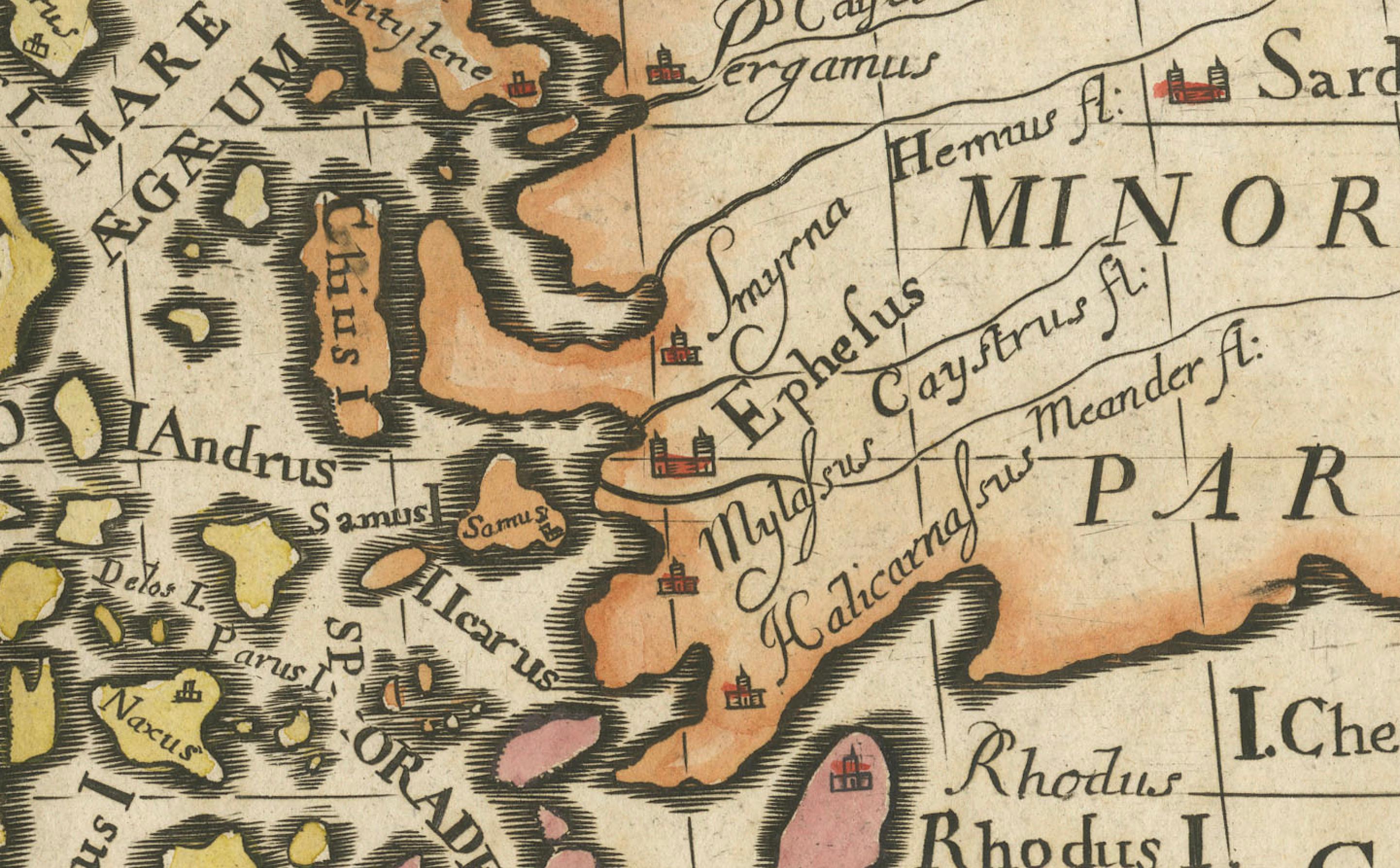 Début du XVIIIe siècle Edward Wells, 1710, carte détaillée de la Grèce antique avec cartouche orné en vente
