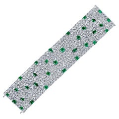 Emerald and Rose Cut Diamond Bracelet For Sale at 1stDibs