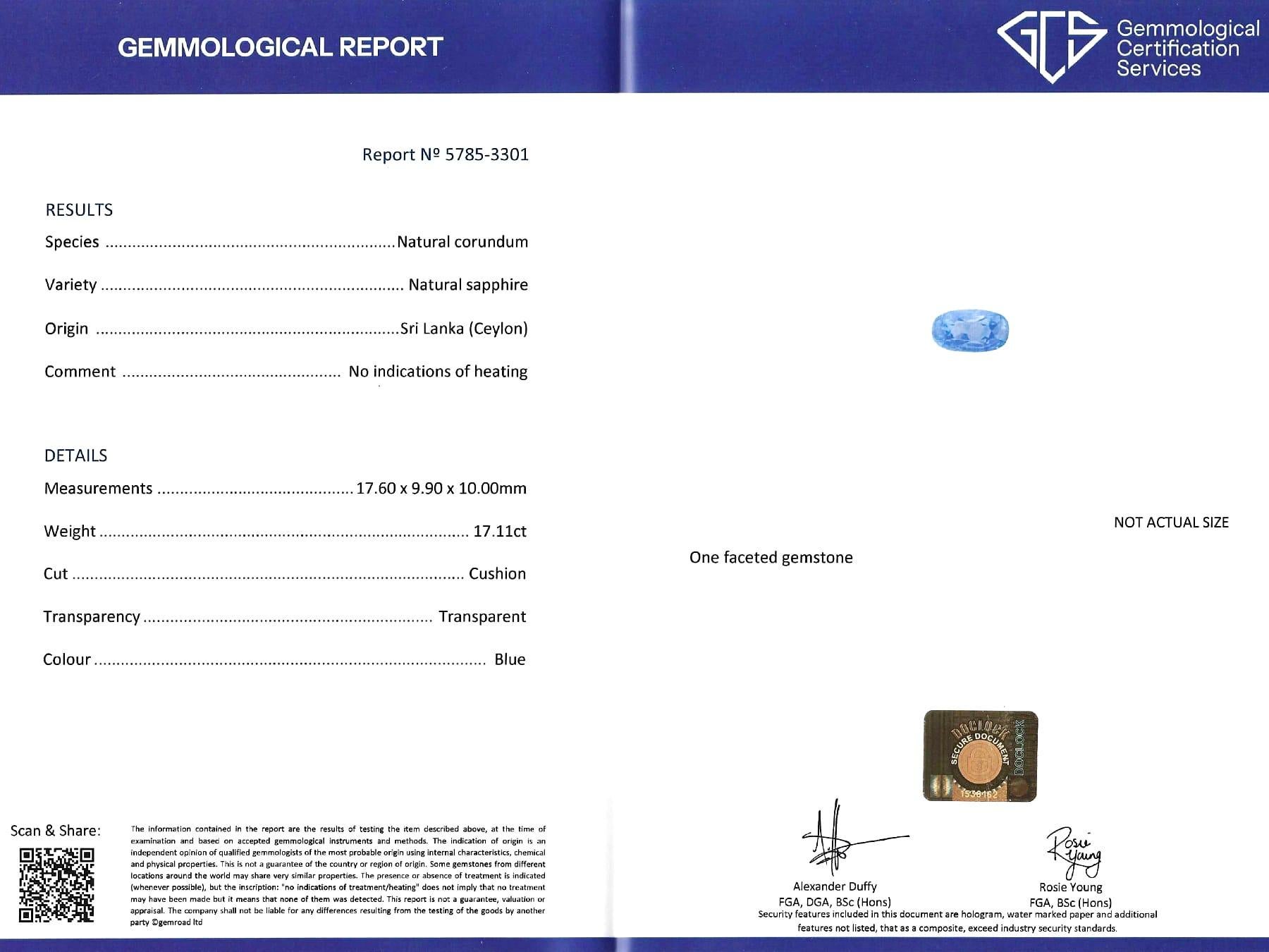 Zafiro de Ceilán de 17,11 quilates Diamante de 0,50 quilates Anillo de cóctel en platino Circa 1950 en venta 9