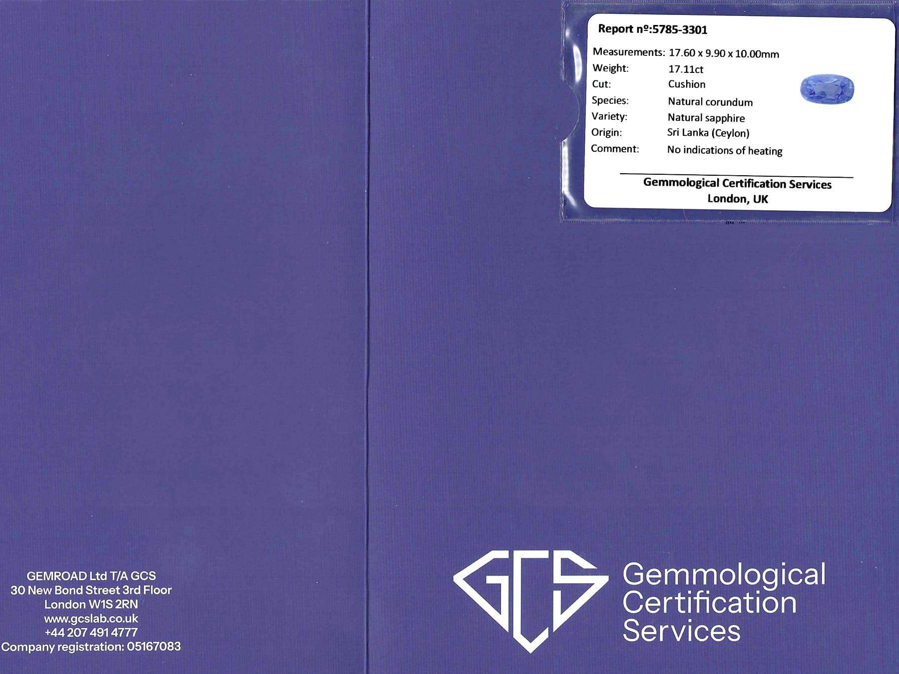 Zafiro de Ceilán de 17,11 quilates Diamante de 0,50 quilates Anillo de cóctel en platino Circa 1950 en venta 10